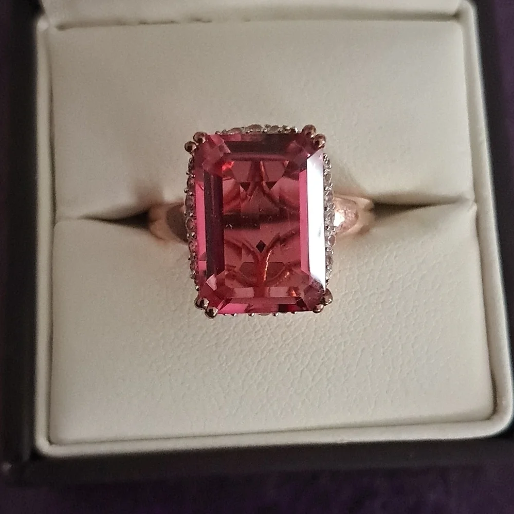 Radiant Orchid Quartz & White Zircon Accented Ring